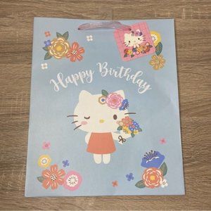 Hello Kitty Blue Floral Happy Birthday Gift Wrap Bag NEW